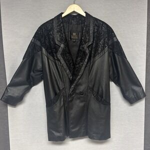 Vtg Byrnes & Baker Embossed Women's XS - Leather Blazer Coat Oversized Fit 90s